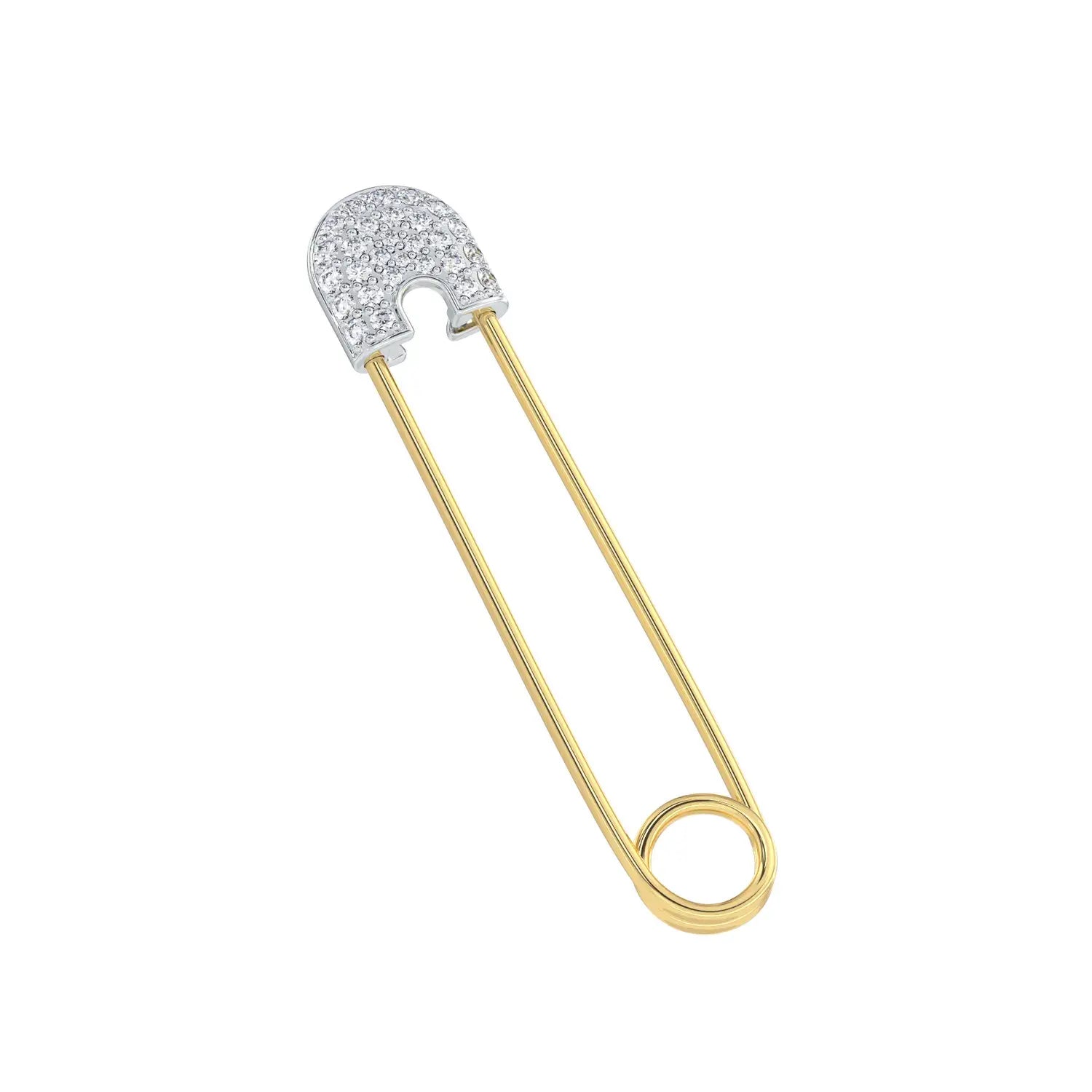 Gold And Diamond Safety Pin Brooch