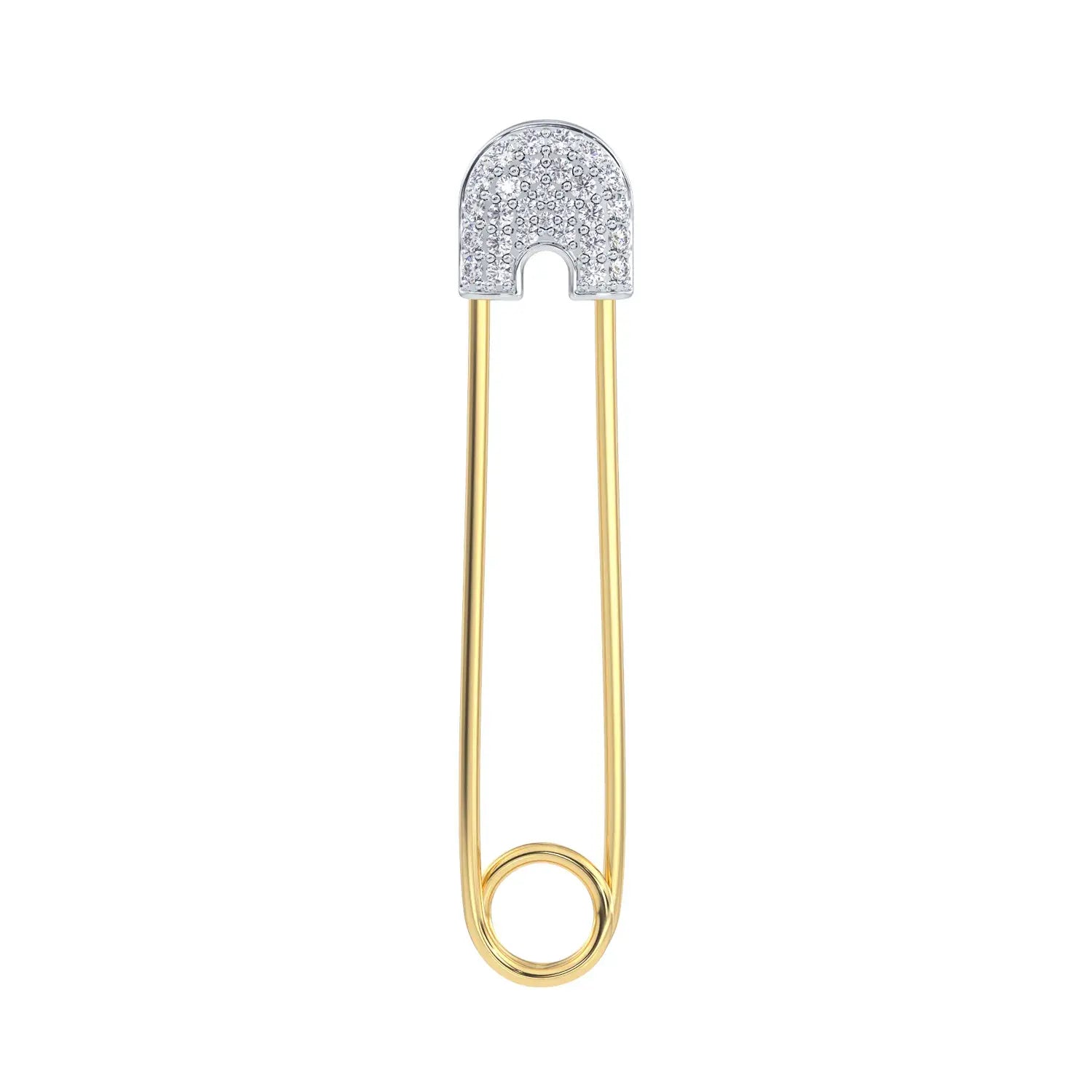 Gold And Diamond Safety Pin Brooch